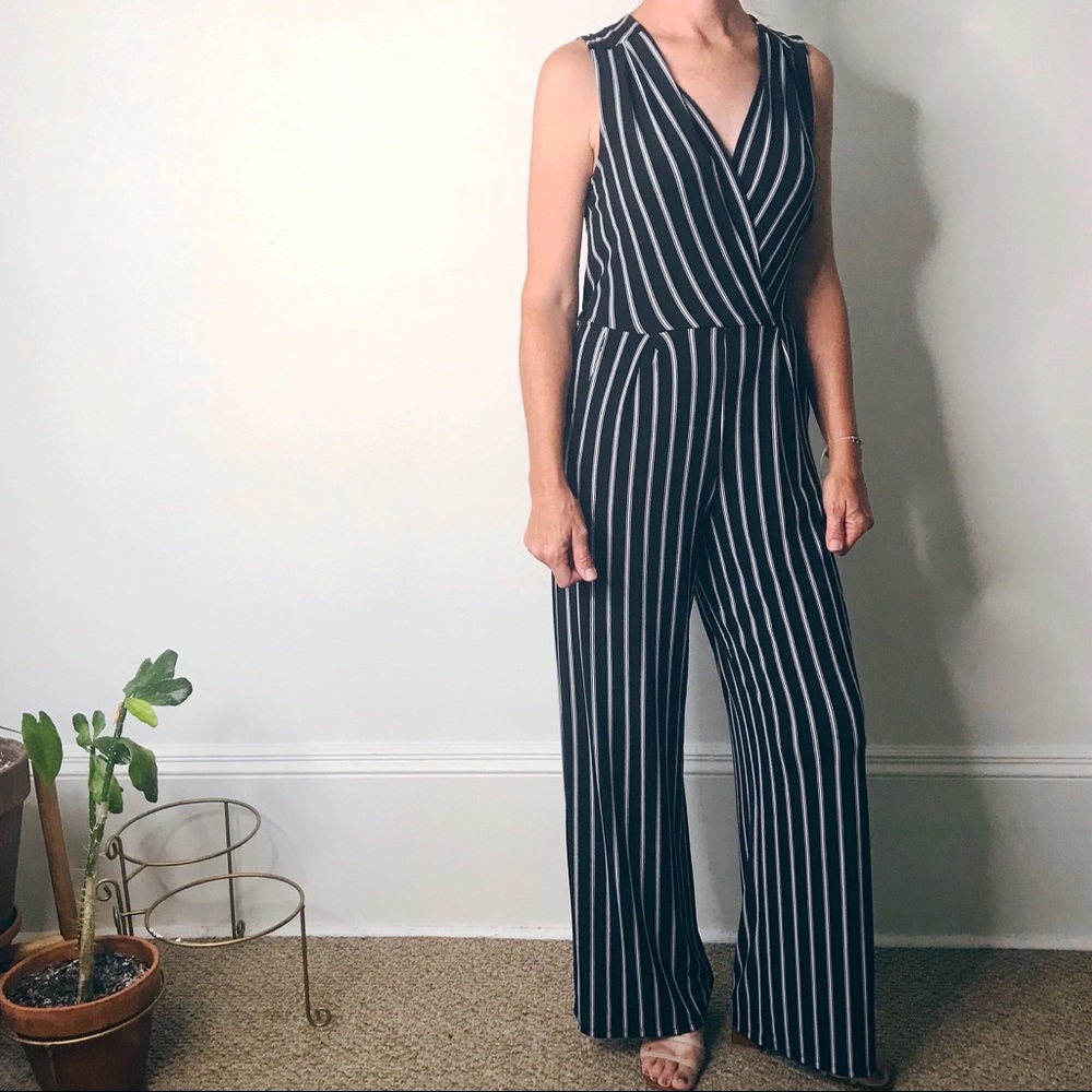 Monteau • Pinstripe Sleeveless Jumpsuit
